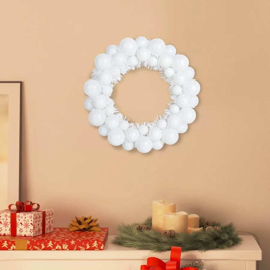 Couronnes de Boules de Noël 2 pcs Blanc 33 x 33 x 7 cm