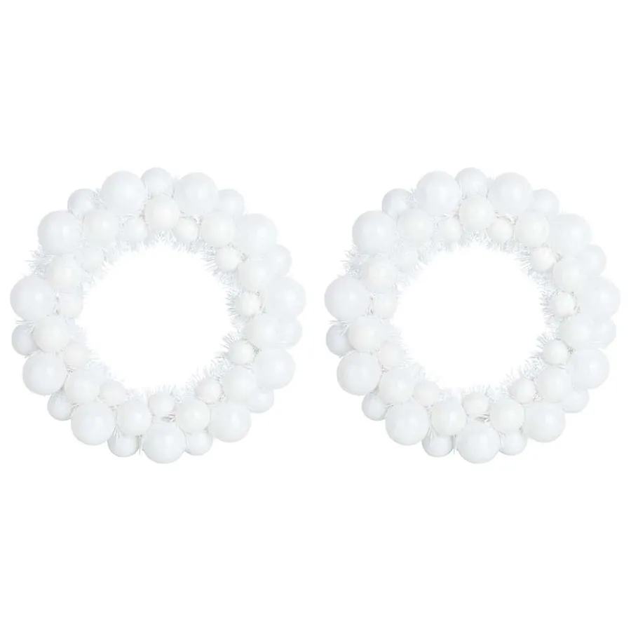 Couronnes de Boules de Noël 2 pcs Blanc 33 x 33 x 7 cm - 2