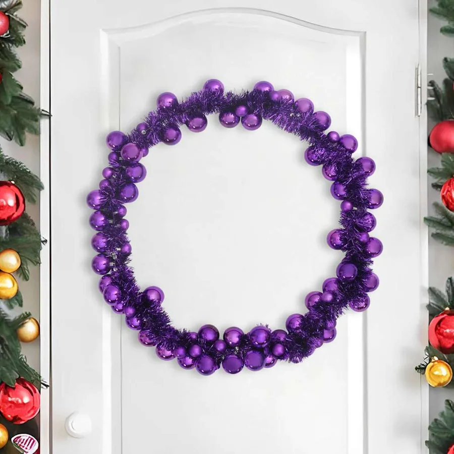 Guirlande de Boules de Noël Lilas 186 cm Polystyrène - 3