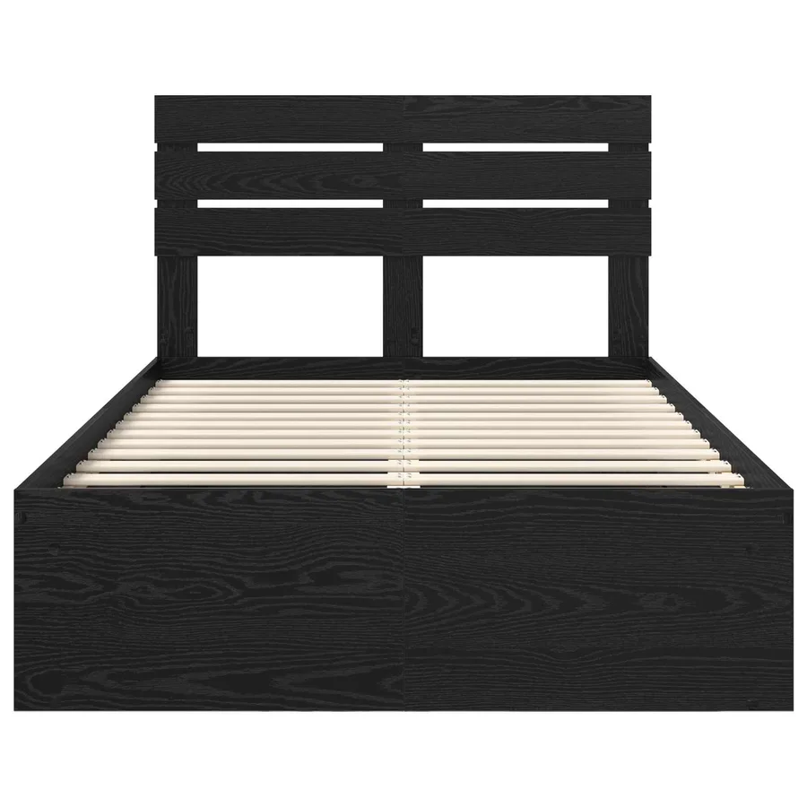Cadre de lit avec tête de lit Noir 135 x 190 cm Pin massif - 7