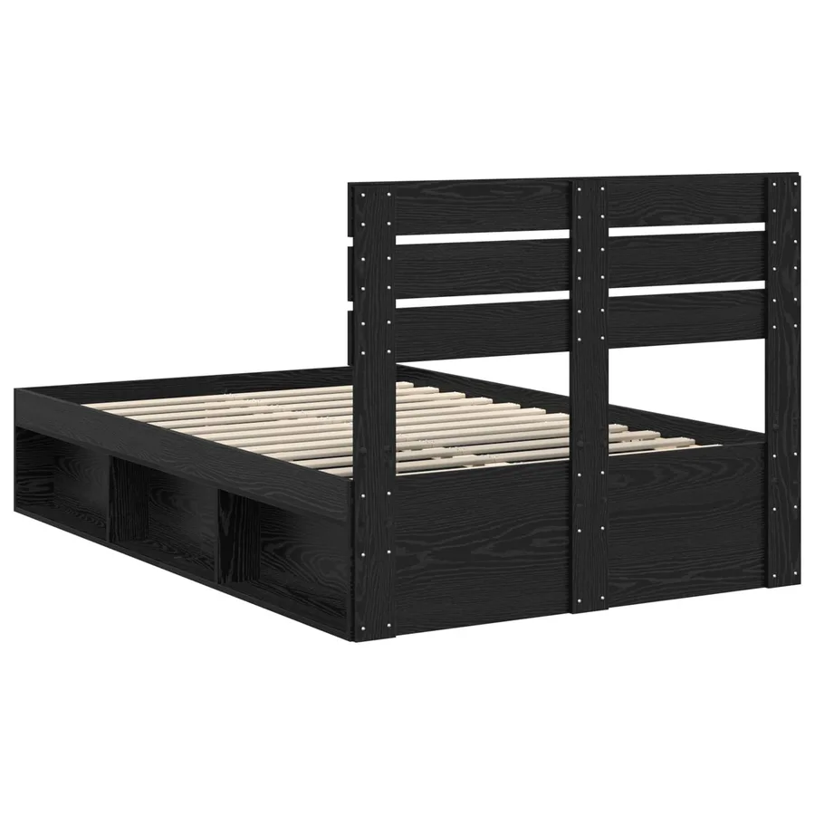 Cadre de lit avec tête de lit Noir 135 x 190 cm Pin massif - 9