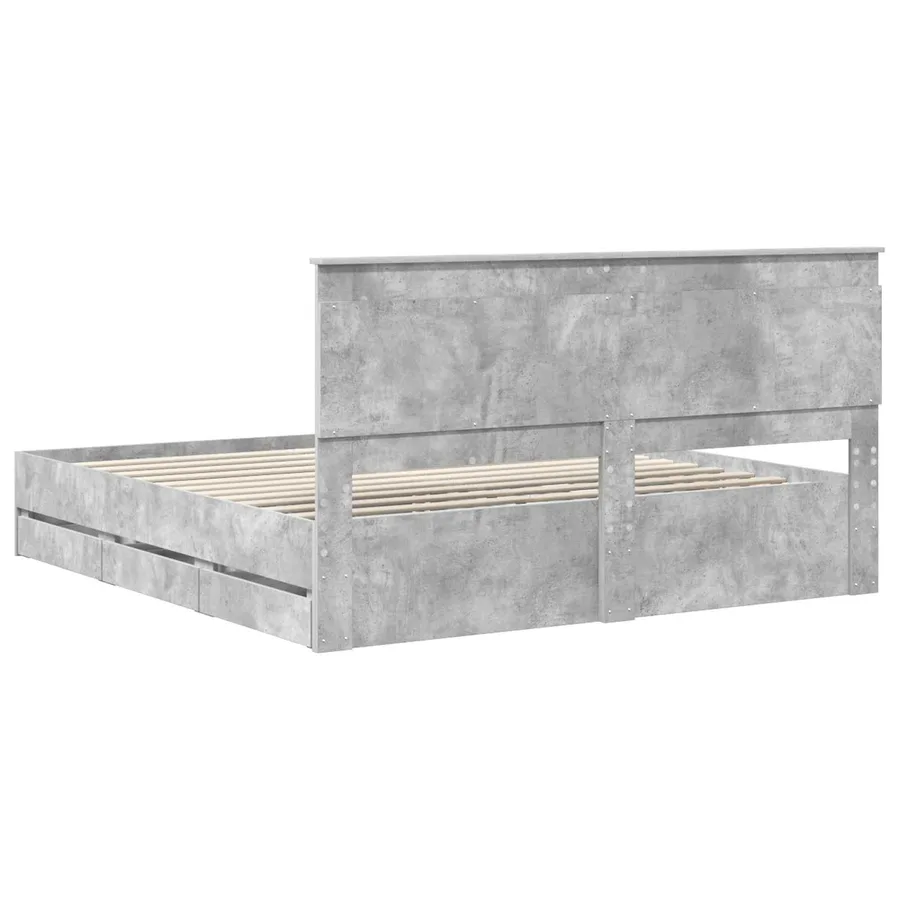Cadre de lit Gris béton 180 x 200 cm Bois Ingénierie - 8