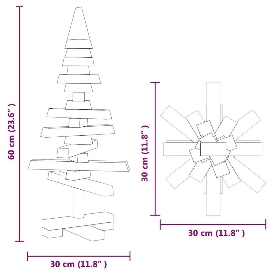 Arbre de Noël en bois Marron 60 cm Bois massif en pin - 11
