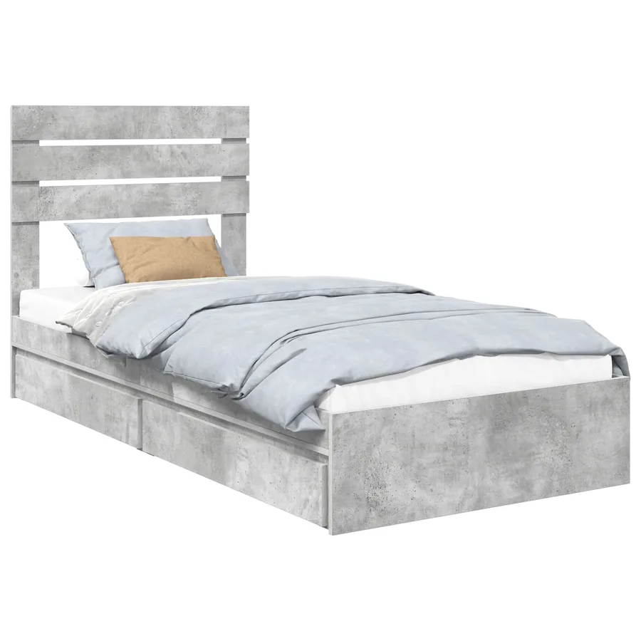 Lit de Rangement Gris béton 70 x 190 cm Bois d'ingénierie - 2