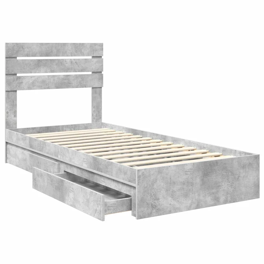 Lit de Rangement Gris béton 70 x 190 cm Bois d'ingénierie - 5