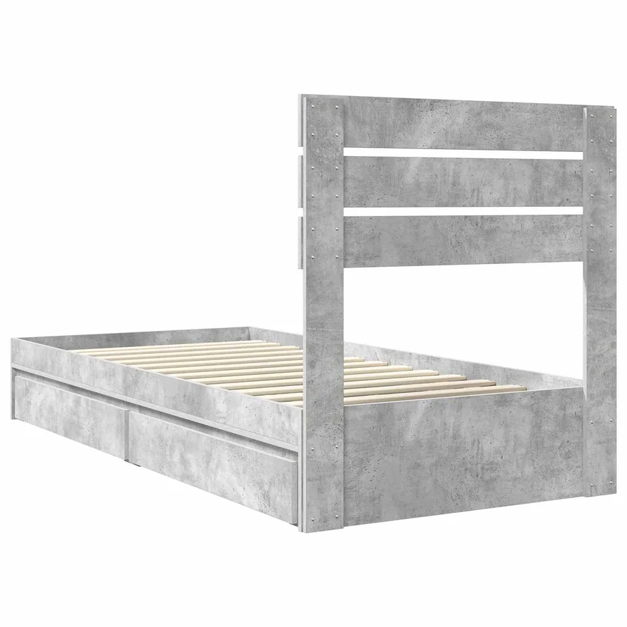 Lit de Rangement Gris béton 70 x 190 cm Bois d'ingénierie - 8
