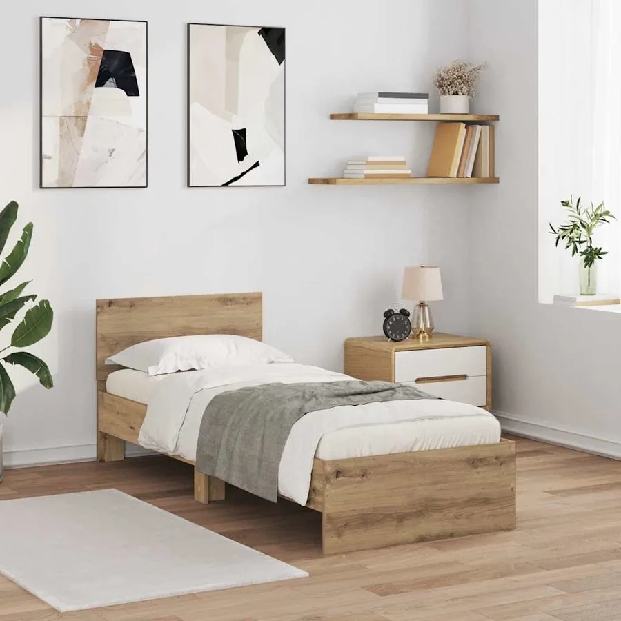 Cadre de lit Chêne artisanal 75 x 190 cm Bois d'ingénierie