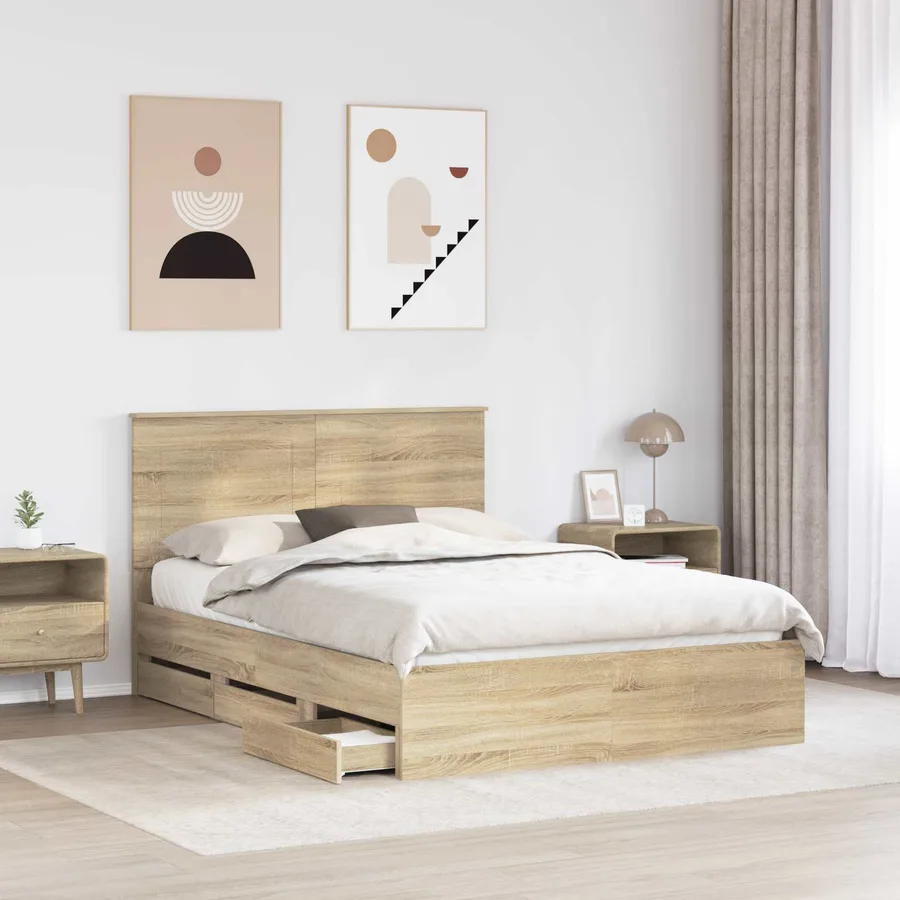 Cadre de lit Chêne Sonoma 160 x 200 cm Bois Ingénierie - 3
