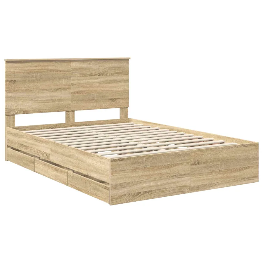 Cadre de lit Chêne Sonoma 160 x 200 cm Bois Ingénierie - 4