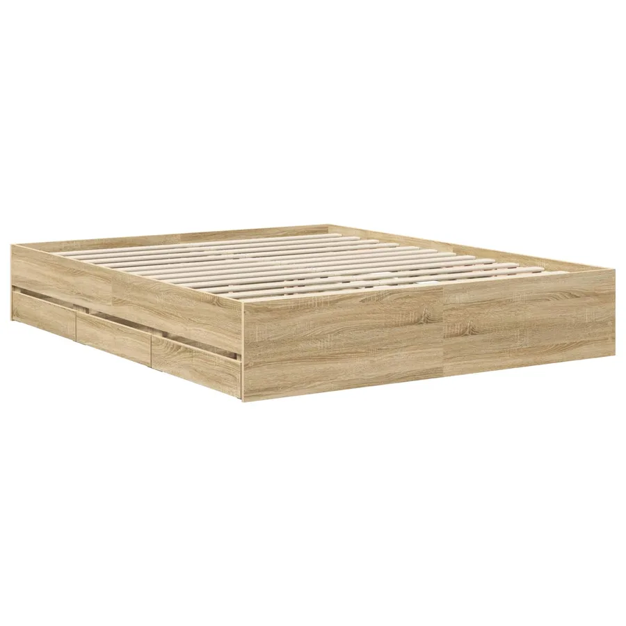 Cadre de lit Chêne Sonoma 160 x 200 cm Bois Ingénierie - 6