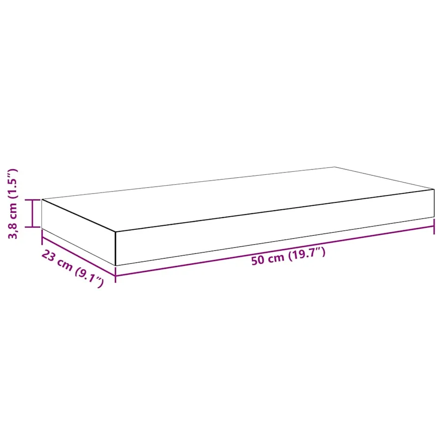 Étagère murale flottante 2 pcs Gris brillant 50x23,5x3,8 cm MDF - 16