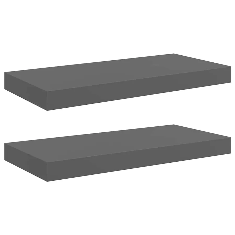 Étagère murale flottante 2 pcs Gris brillant 50x23,5x3,8 cm MDF - 2