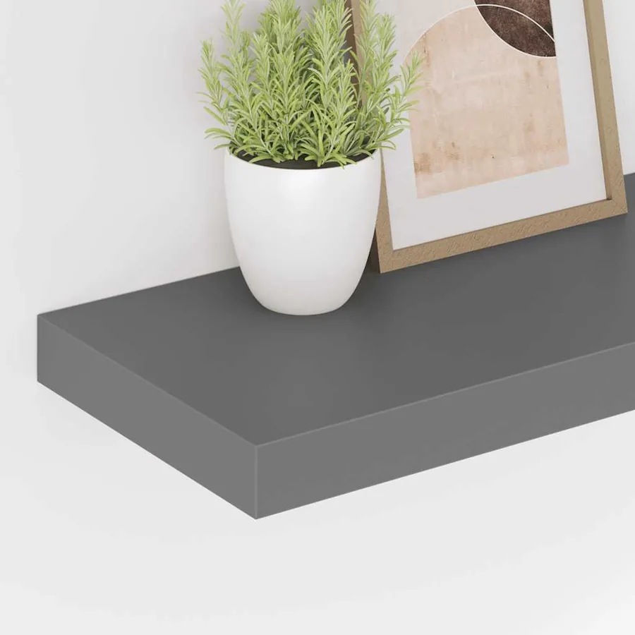 Étagère murale flottante 2 pcs Gris brillant 50x23,5x3,8 cm MDF - 4