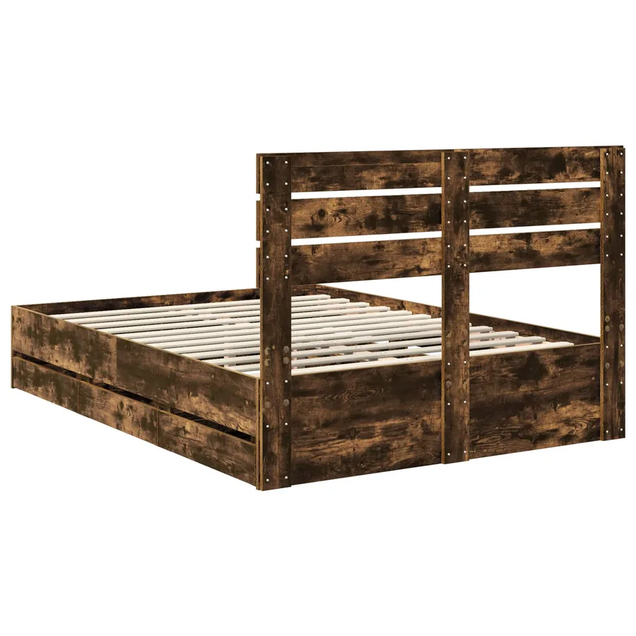 Cadre de lit Chêne fumé 140 x 200 cm Bois Ingénierie - 10