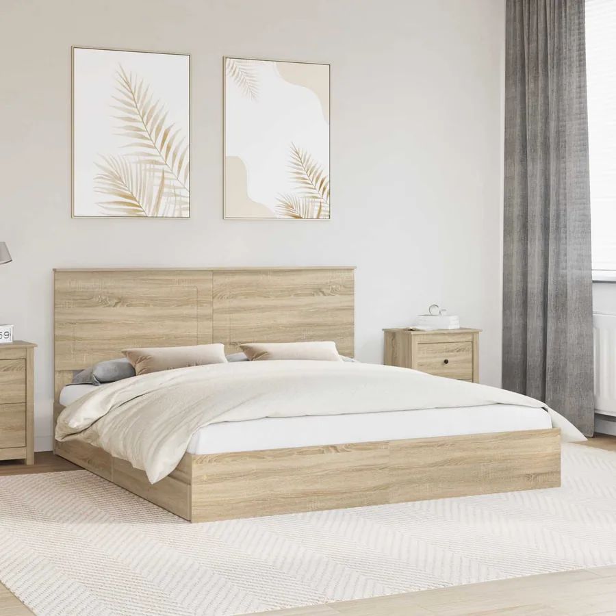 Lit de Rangement Chêne Sonoma 180 x 200 cm Bois d'ingénierie