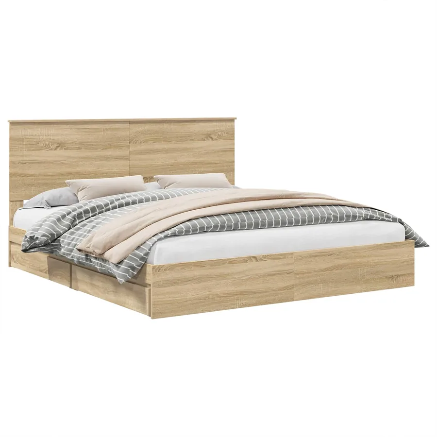 Lit de Rangement Chêne Sonoma 180 x 200 cm Bois d'ingénierie - 2