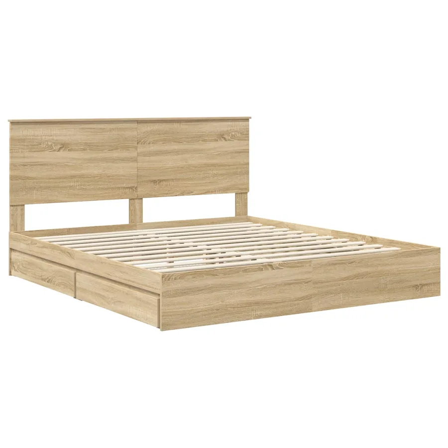 Lit de Rangement Chêne Sonoma 180 x 200 cm Bois d'ingénierie - 4