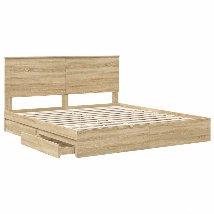 Lit de Rangement Chêne Sonoma 180 x 200 cm Bois d'ingénierie - 5