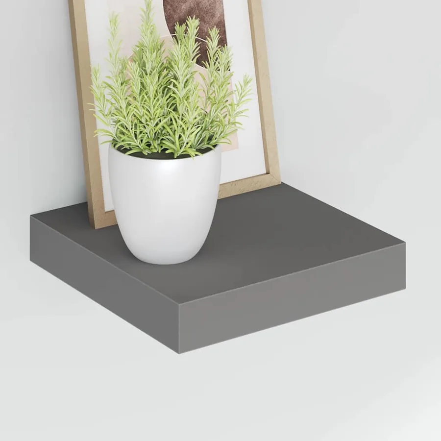 Étagère murale flottante 4 pcs Gris brillant 23x23,5x3,8 cm MDF - 4