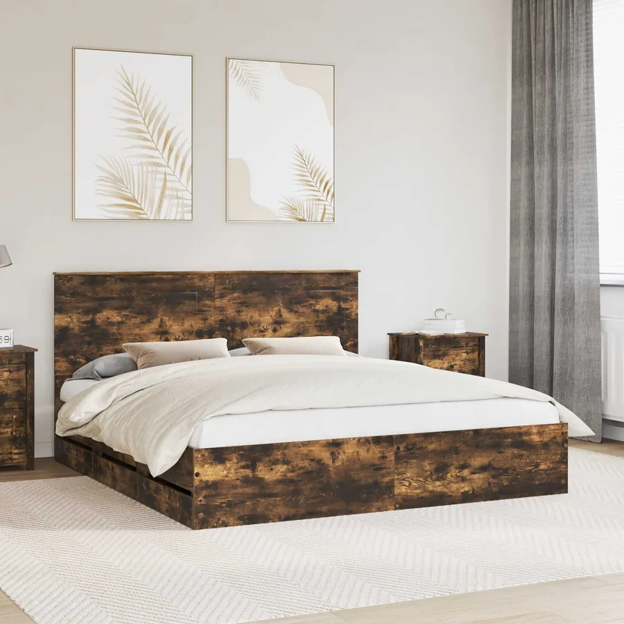 Cadre de lit Chêne fumé 180 x 200 cm Bois Ingénierie