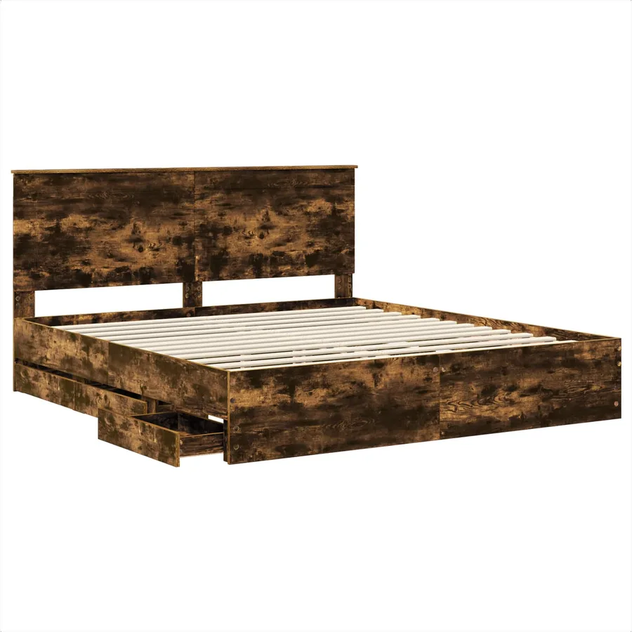 Cadre de lit Chêne fumé 180 x 200 cm Bois Ingénierie - 5