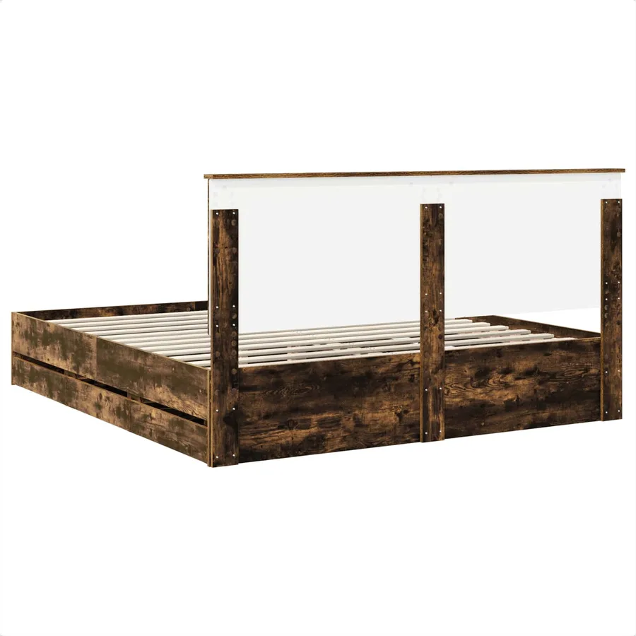 Cadre de lit Chêne fumé 180 x 200 cm Bois Ingénierie - 8