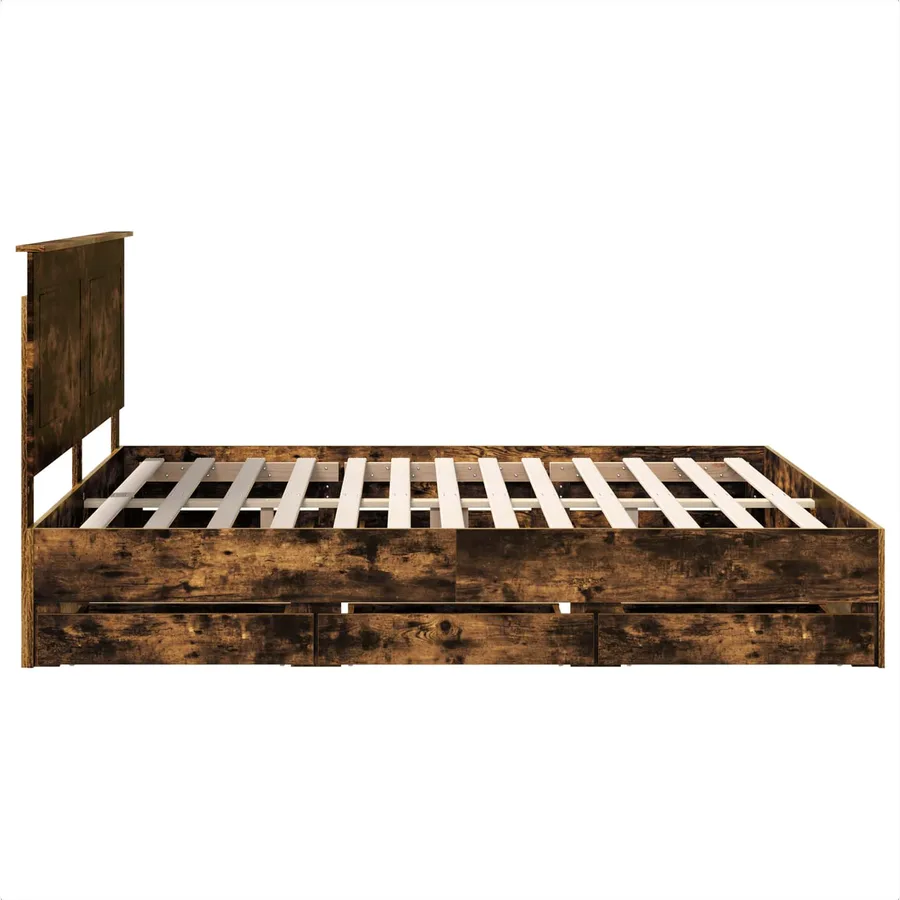 Cadre de lit Chêne fumé 180 x 200 cm Bois Ingénierie - 9
