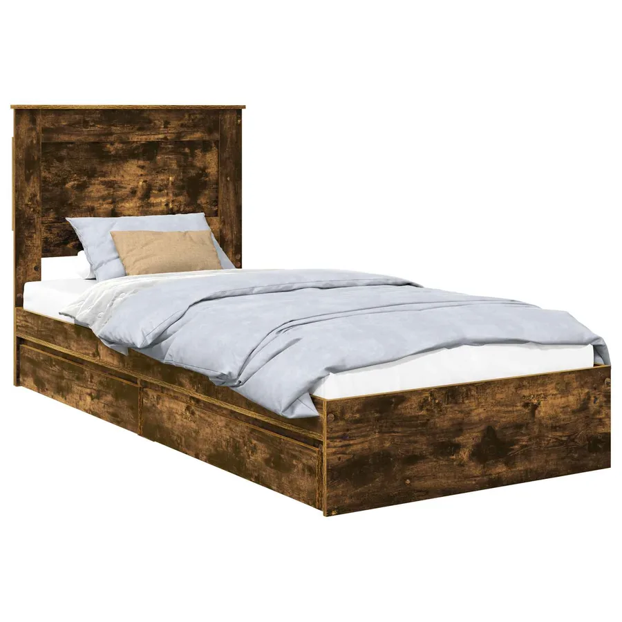 Lit de Rangement Chêne fumé 75 x 190 cm Bois d'ingénierie - 2