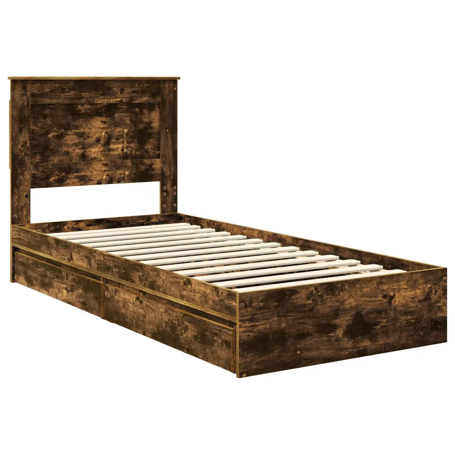 Lit de Rangement Chêne fumé 75 x 190 cm Bois d'ingénierie - 4