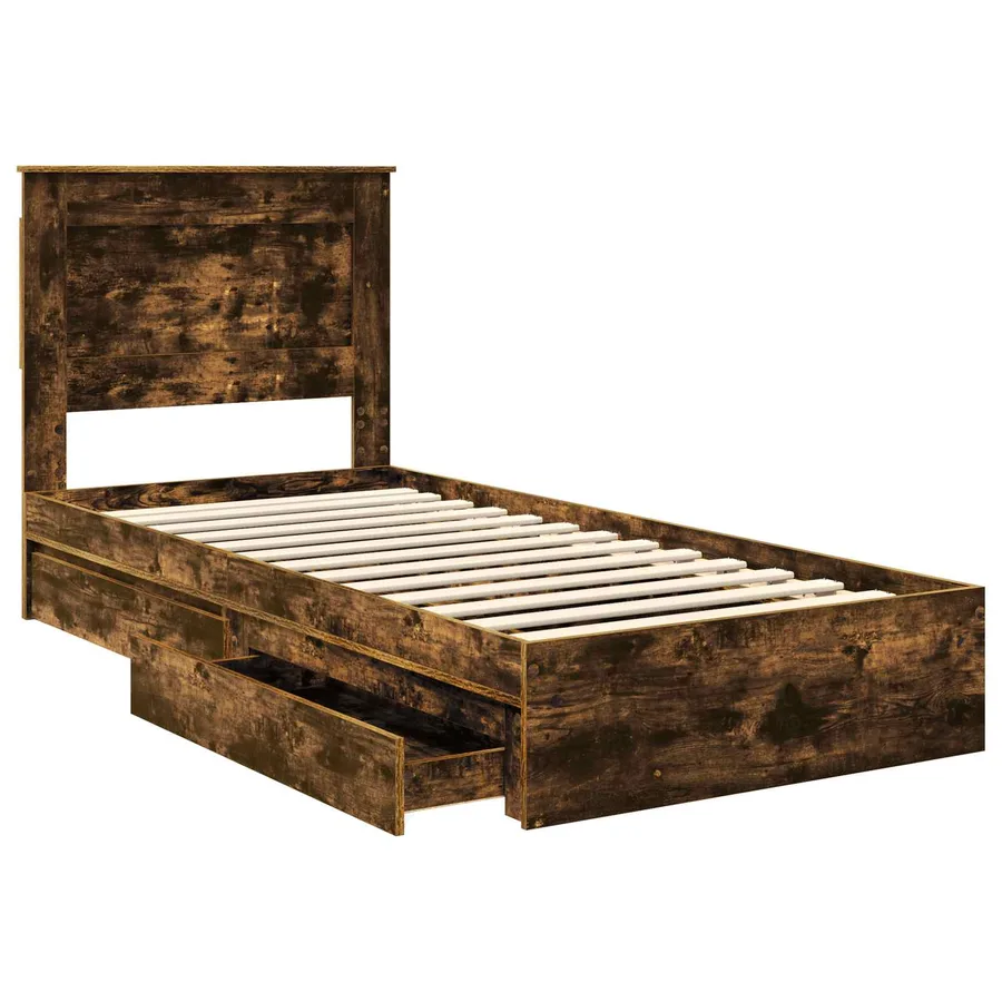 Lit de Rangement Chêne fumé 75 x 190 cm Bois d'ingénierie - 5