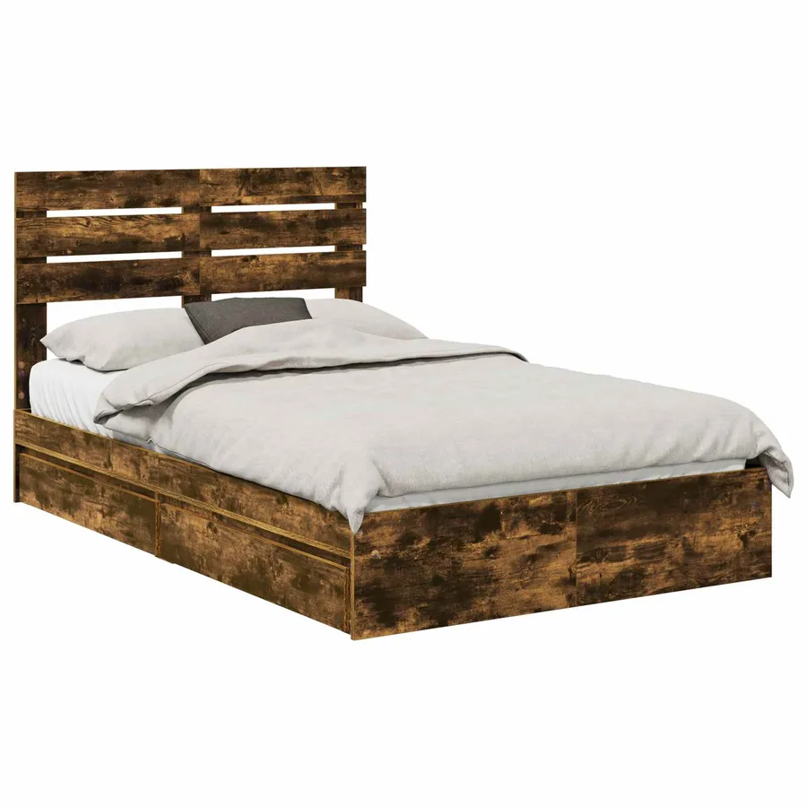 Lit de Rangement Chêne fumé 120 x 200 cm Bois d'ingénierie - 2