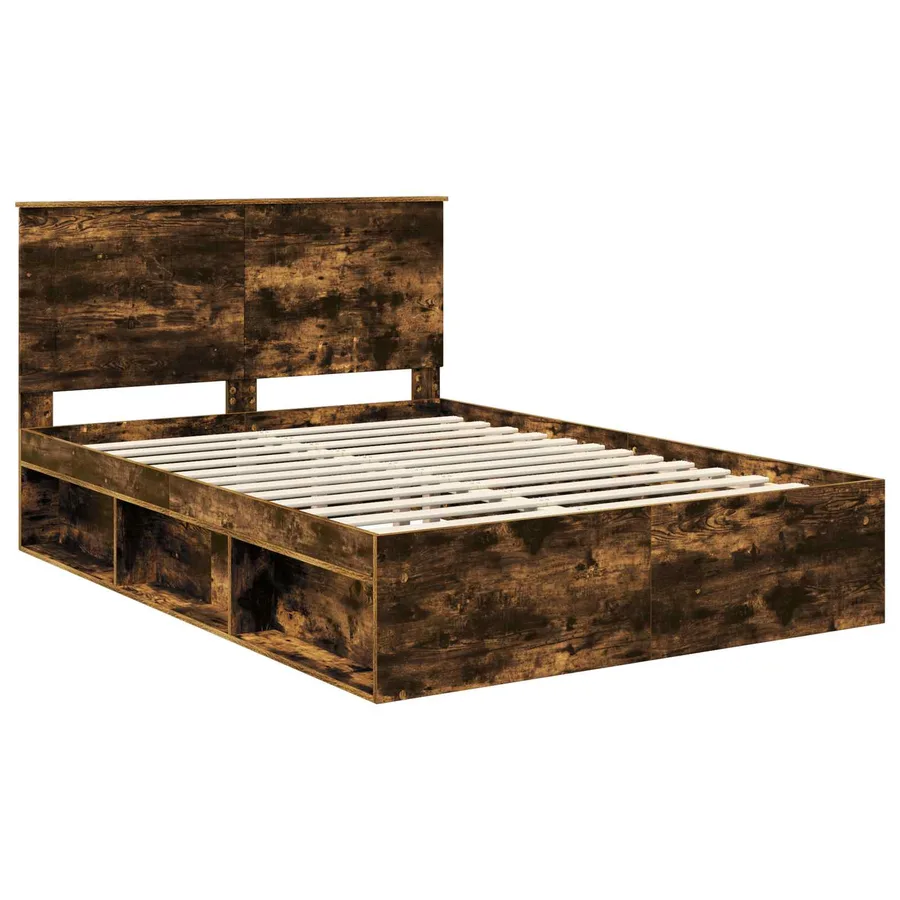 Cadre de lit Chêne fumé 160 x 200 cm Bois de pin massif - 4