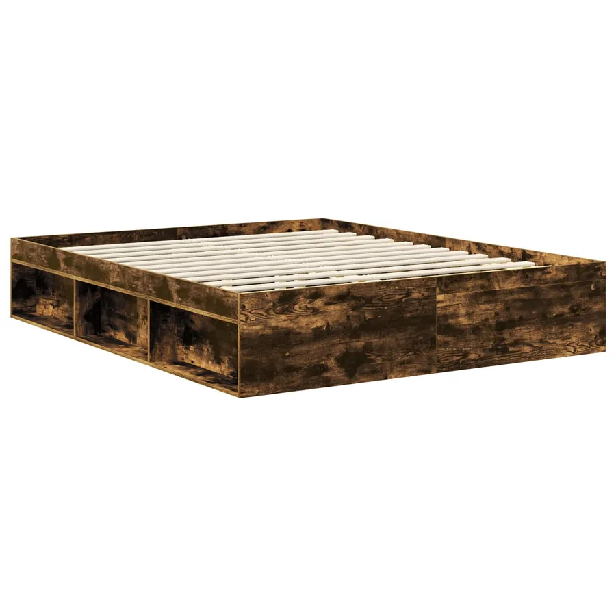 Cadre de lit Chêne fumé 160 x 200 cm Bois de pin massif - 5