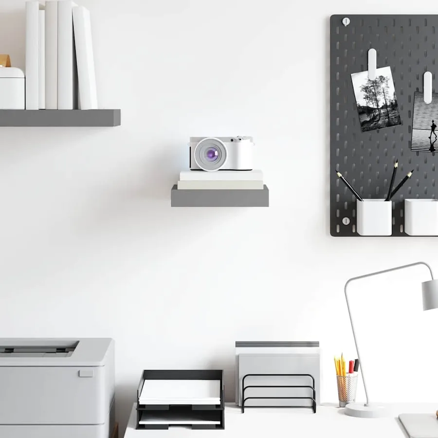 Étagère murale flottante Gris brillant 23x23,5x3,8 cm MDF - 3