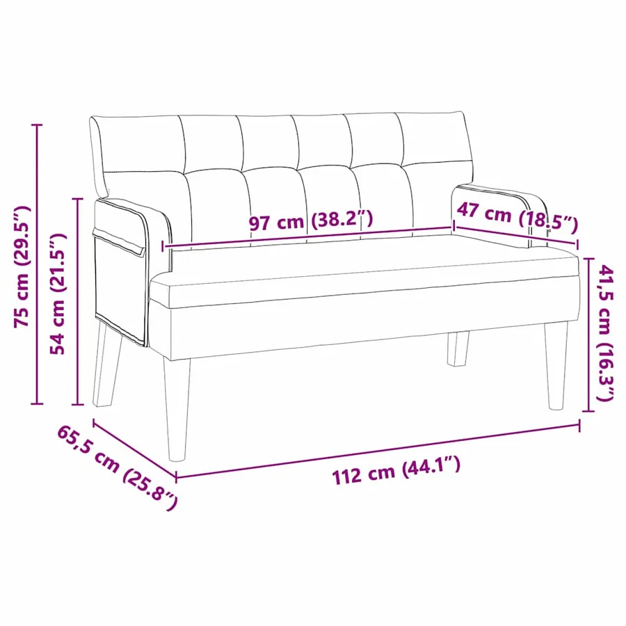 Banc Chesterfield Rose 112 x 65,5 x 75 cm Velours - 11
