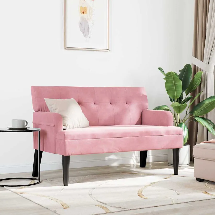 Banc Chesterfield Rose 112 x 65,5 x 75 cm Velours - 3