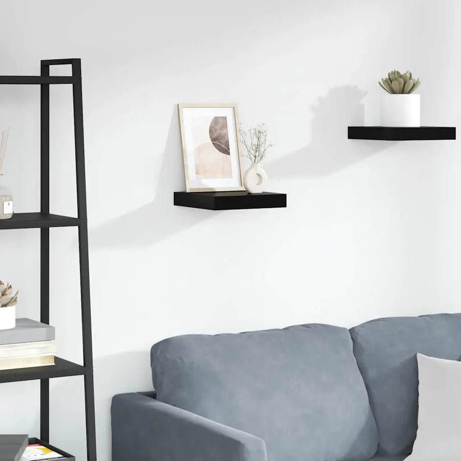 Étagère murale flottante Noir brillant 23x23,5x3,8 cm MDF