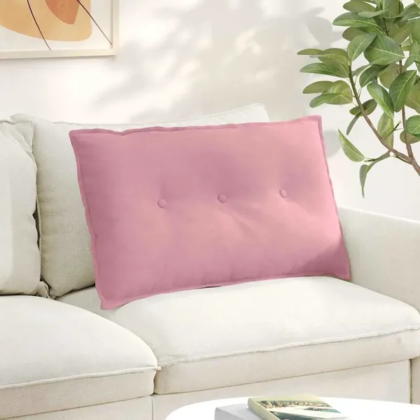 Coussin de Dos Rose 80 x 50 cm Tissu en velours côtelé