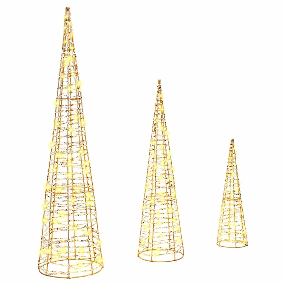 Sapin de Noël avec 90 LED 3 pcs Blanc chaud 20 x 20 x 80 cm PET - 2