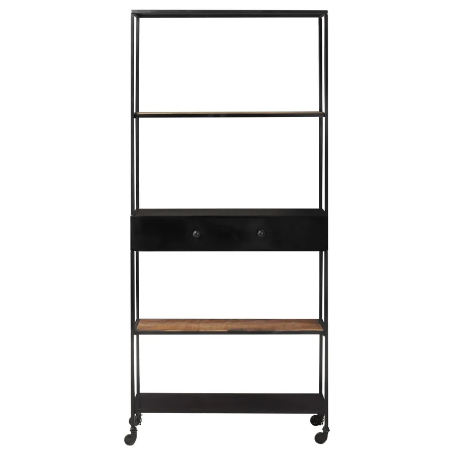 Bibliothèque 80x35x180 cm Bois de manguier brut et fer - 3