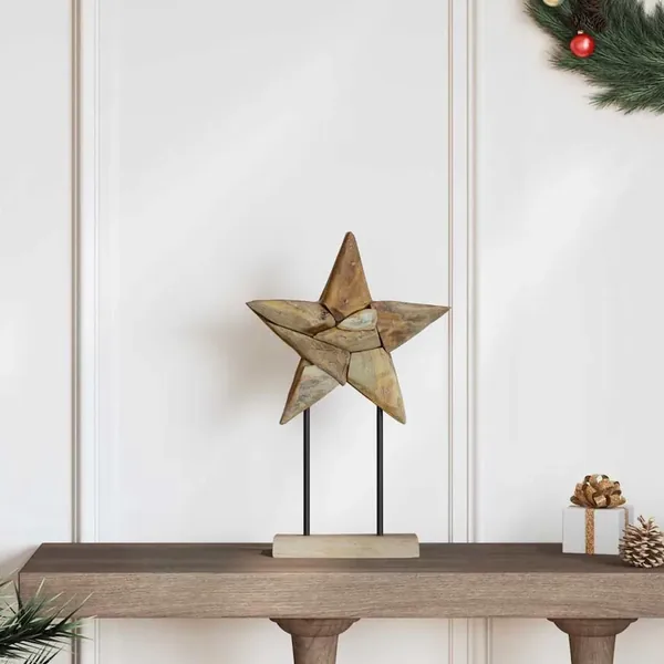 Étoile de Noël Marron 31 x 15 x 46 cm Bois de teck massif
