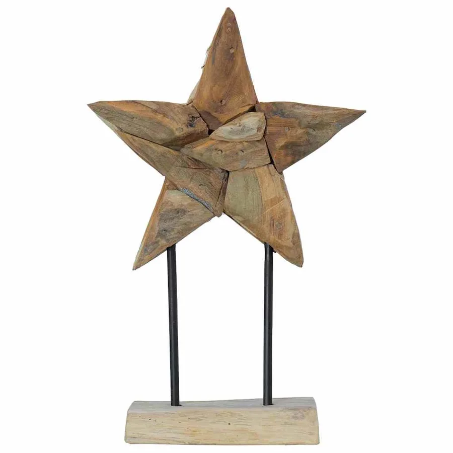 Étoile de Noël Marron 31 x 15 x 46 cm Bois de teck massif - 2