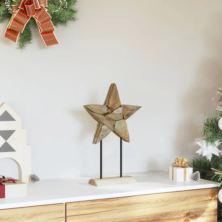 Étoile de Noël Marron 31 x 15 x 46 cm Bois de teck massif - 3