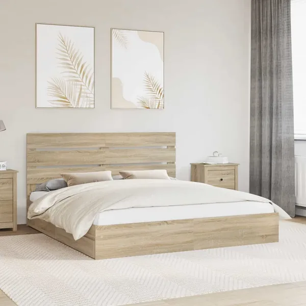 Lit de Rangement Chêne Sonoma 180 x 200 cm Bois d'ingénierie