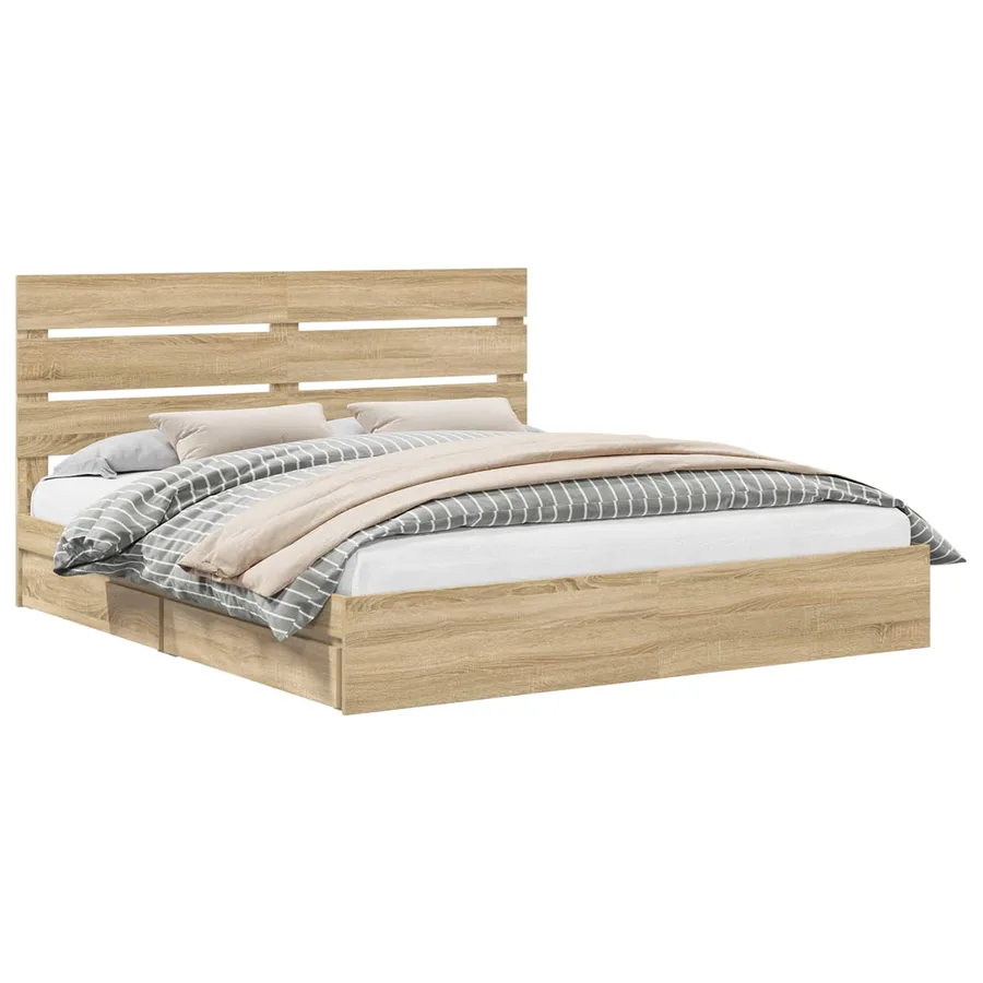 Lit de Rangement Chêne Sonoma 180 x 200 cm Bois d'ingénierie - 2