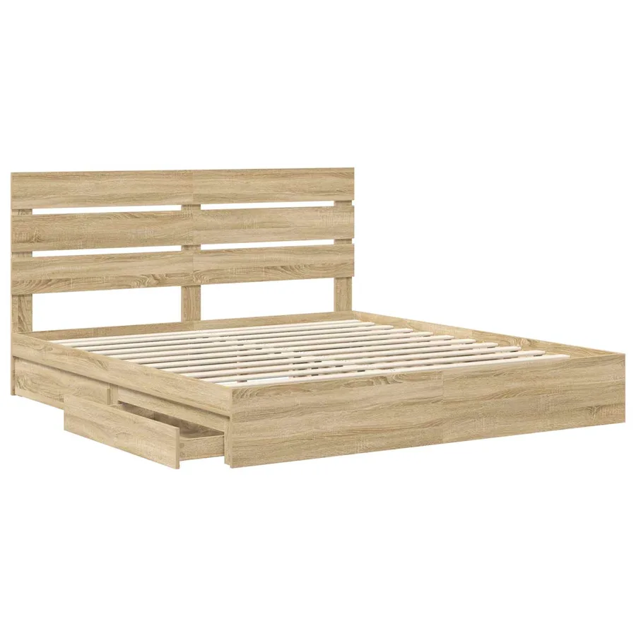 Lit de Rangement Chêne Sonoma 180 x 200 cm Bois d'ingénierie - 5