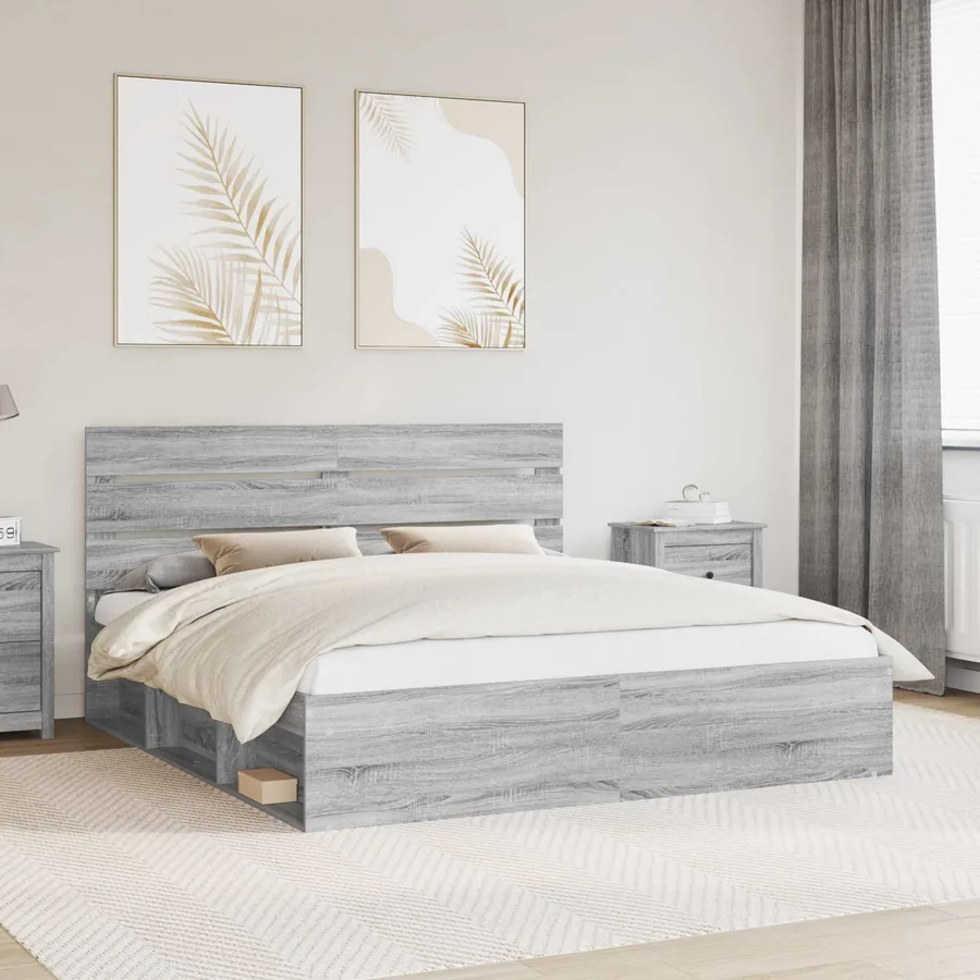 Cadre de lit Gris Sonoma 180 x 200 cm Pin massif