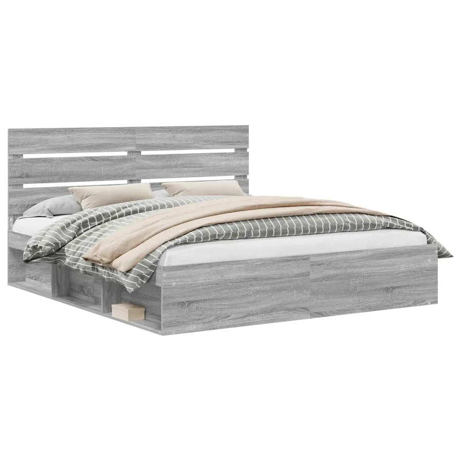 Cadre de lit Gris Sonoma 180 x 200 cm Pin massif - 2