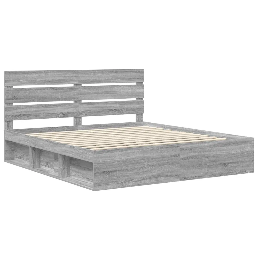 Cadre de lit Gris Sonoma 180 x 200 cm Pin massif - 4
