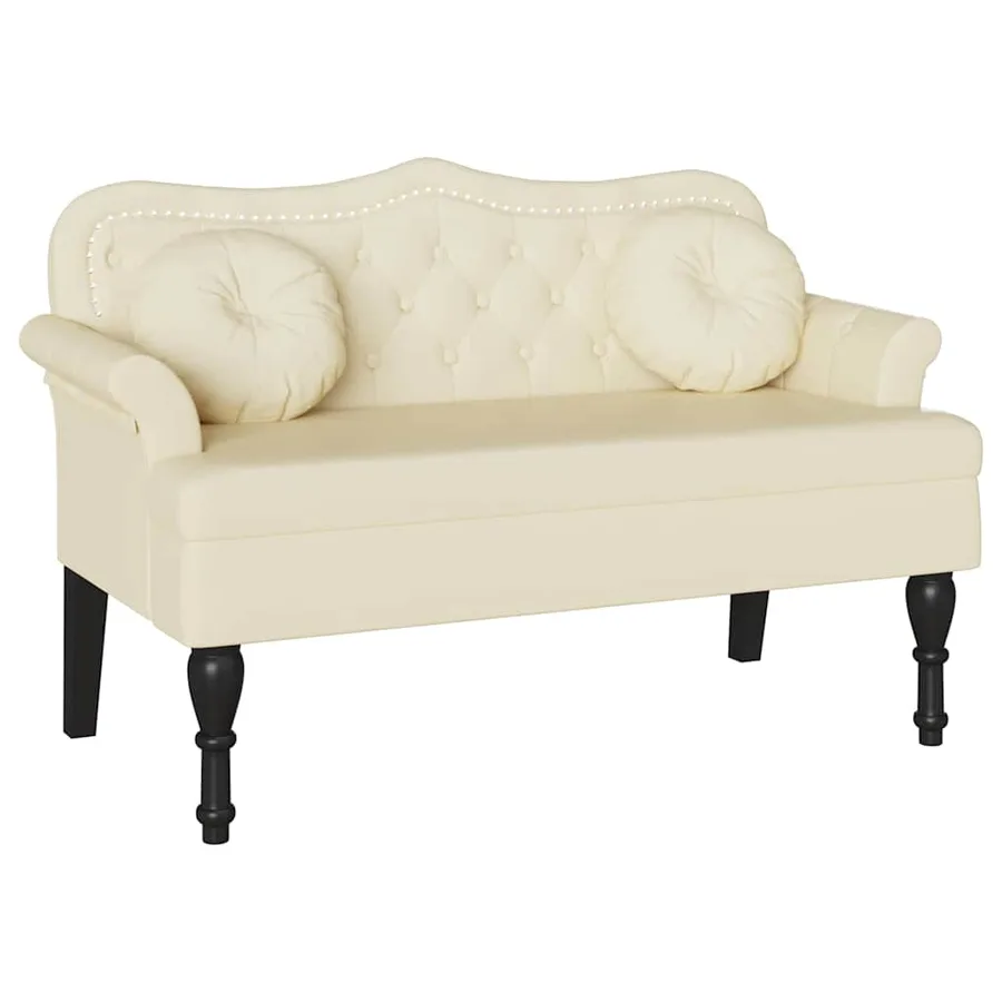 Banc Chesterfield Crème 120,5 x 65 x 75 cm Simili cuir - 2
